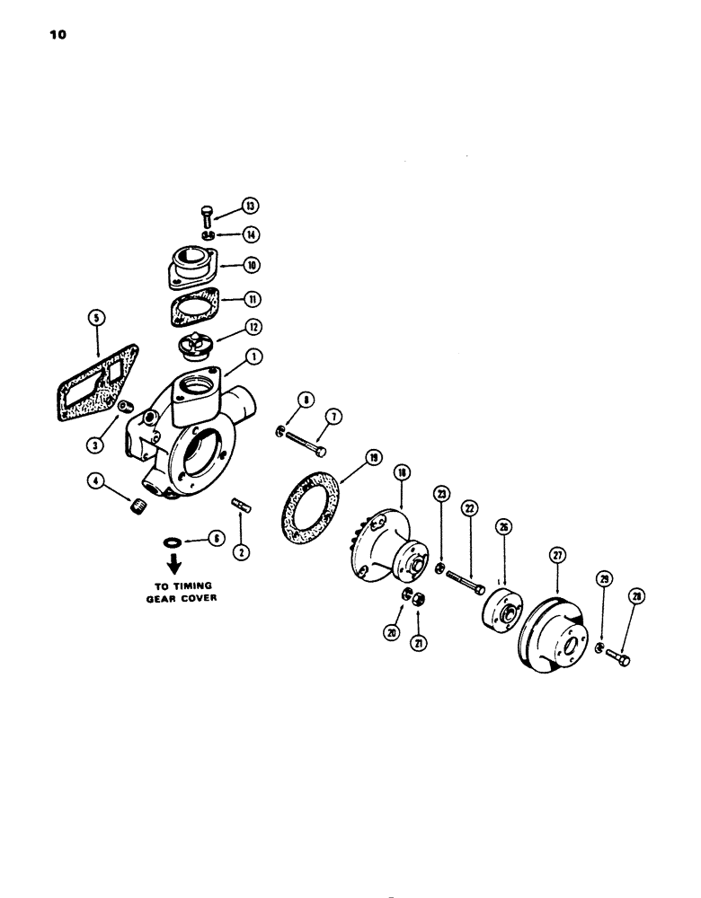 Схема запчастей Case 450 - (010) - WATER PUMP, 207 DIESEL ENGINE (01) - ENGINE