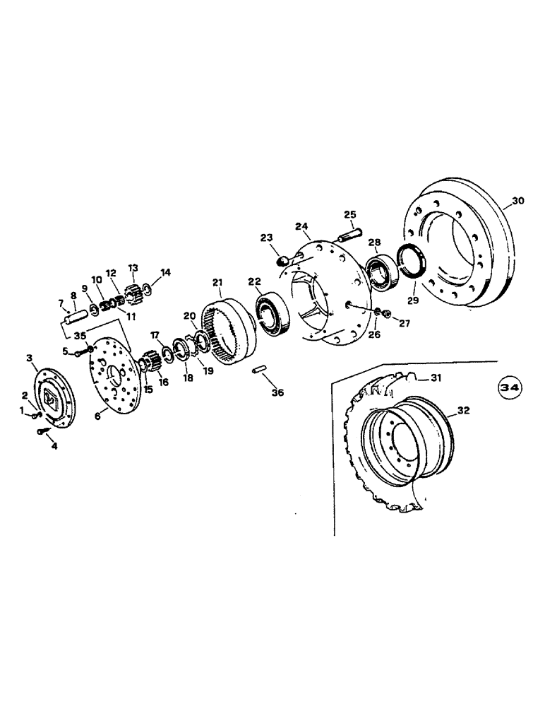 Схема запчастей Case 221B - (6-16) - DRIVE AXLE - WHEEL AND REDUCTION GEAR, 221B DAH2215913- (06) - POWER TRAIN