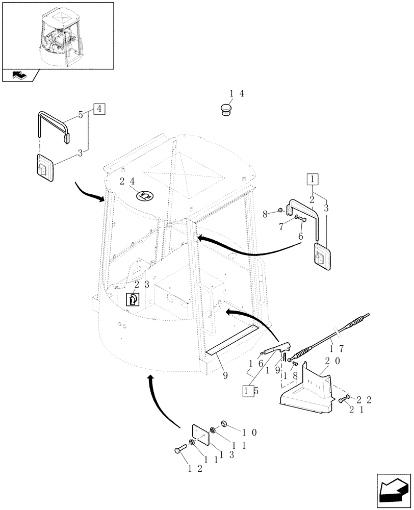 Схема запчастей Case 21E - (715[08]) - CANOPY: ASSY SET (10) - OPERATORS PLATFORM