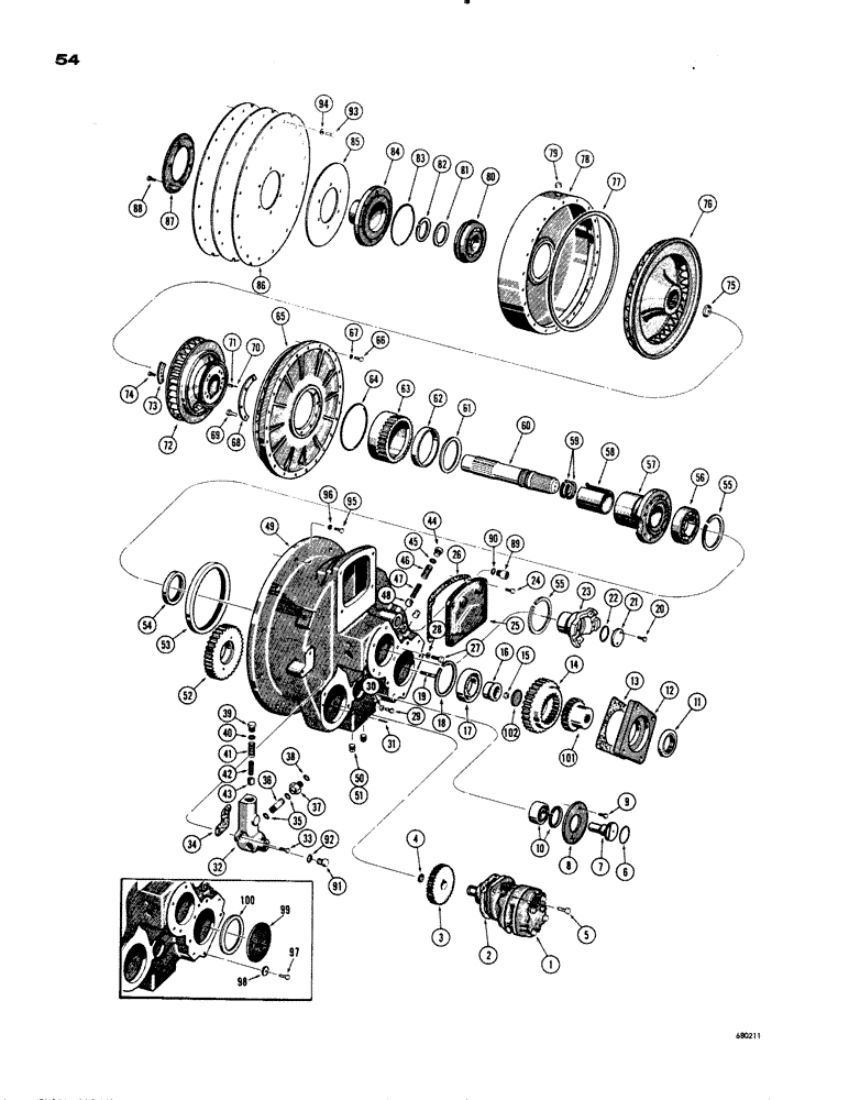 Схема запчастей Case 1150 - (054) - TORQUE CONVERTER (03) - TRANSMISSION