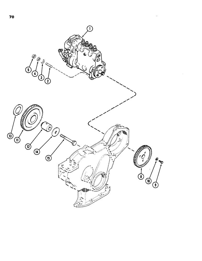 Схема запчастей Case 855C - (070) - FUEL INJECTION PUMP DRIVE, 336BD AND 336BDT DIESEL ENGINES (02) - FUEL SYSTEM