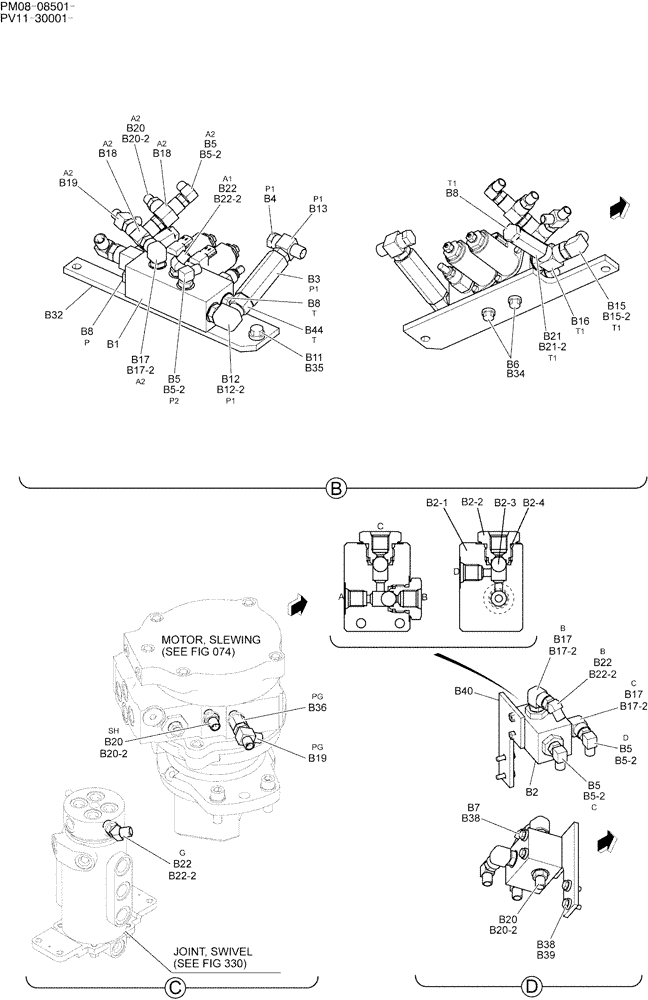 Схема запчастей Case CX27B - (01-038) - CONTROL LINES, REMOTE (35) - HYDRAULIC SYSTEMS