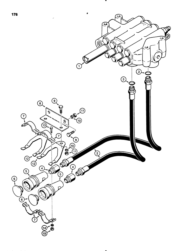 Схема запчастей Case 450B - (176) - PULL BEHIND HYDRAULIC CIRCUIT (07) - HYDRAULIC SYSTEM