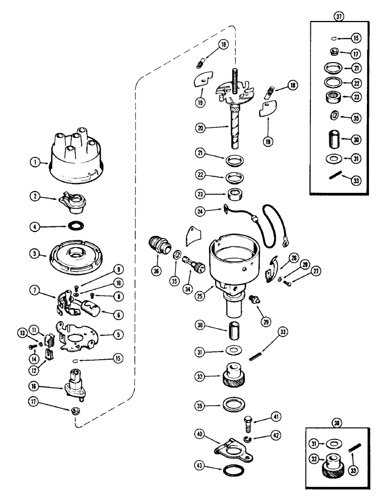 Схема запчастей Case 480CK - (064) - A18461 DISTRIBUTOR, WITH TACHOMETER DRIVE 