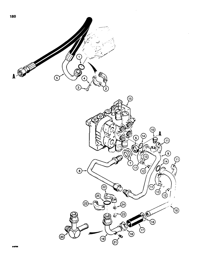 Схема запчастей Case 855C - (180) - EQUIPMENT HYDRAULIC CIRCUIT, PUMP TO CONTROL VALVE AND RESERVOIR (07) - HYDRAULIC SYSTEM