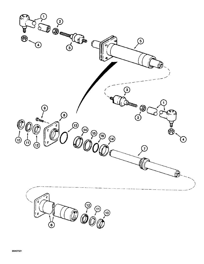 Схема запчастей Case 580L - (6-008) - FRONT DRIVE AXLE, STEERING CYLINDER (06) - POWER TRAIN