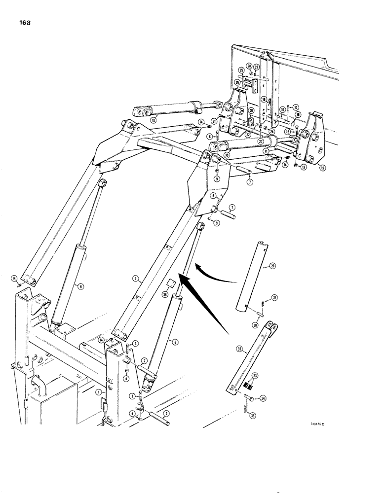 Схема запчастей Case 1830 - (168) - LOADER LIFT ARM (82) - FRONT LOADER & BUCKET