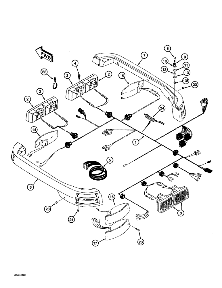 Схема запчастей Case 580SL - (4-30) - TRACTOR LAMP ELECTRICAL CIRCUIT, WITH CAB (04) - ELECTRICAL SYSTEMS