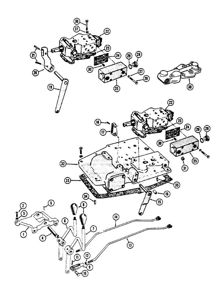 Схема запчастей Case 530CK - (136) - REMOTE HYDRAULIC CONTROLS TORQUE CONVERTER DRIVE (35) - HYDRAULIC SYSTEMS