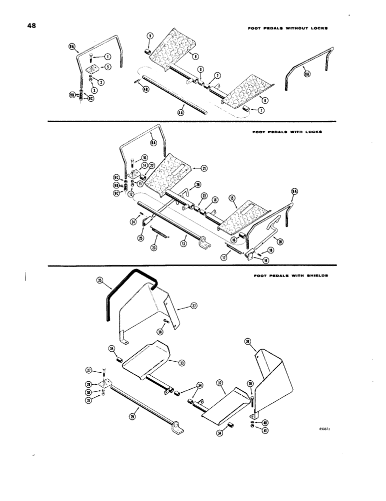 Схема запчастей Case 33 - (048) - FOOT PEDALS, FOOT PEDALS WITHOUT LOCKS 