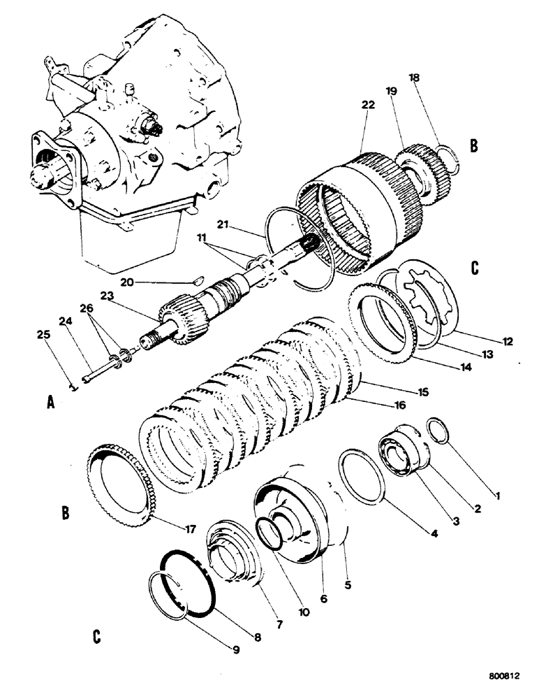 Схема запчастей Case 580G - (146) - POWER SHUTTLE - INPUT AND FORWARD CLUTCH (06) - POWER TRAIN