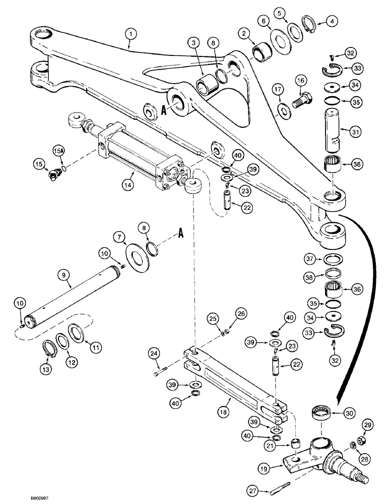 Схема запчастей Case 590 - (5-16) - FRONT AXLE AND SPINDLES (05) - STEERING