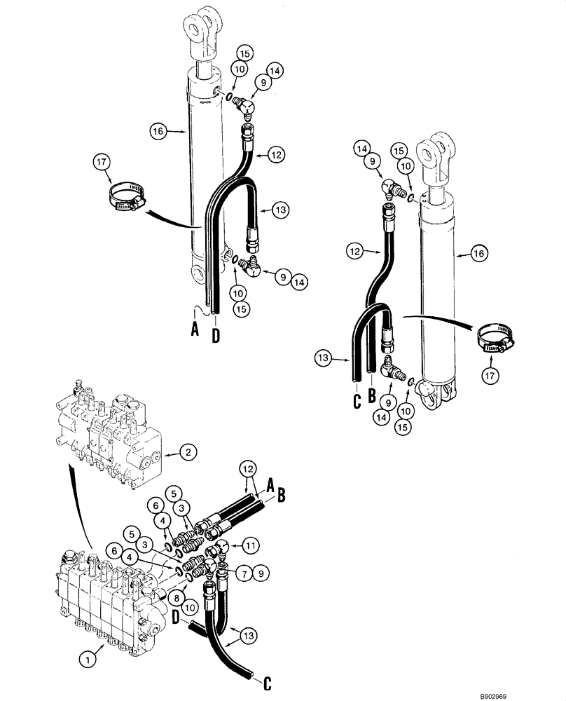 Схема запчастей Case 1840 - (08-34) - HYDRAULIC SYSTEM - STABILIZER CYLINDER (D100, D100XR) (08) - HYDRAULICS