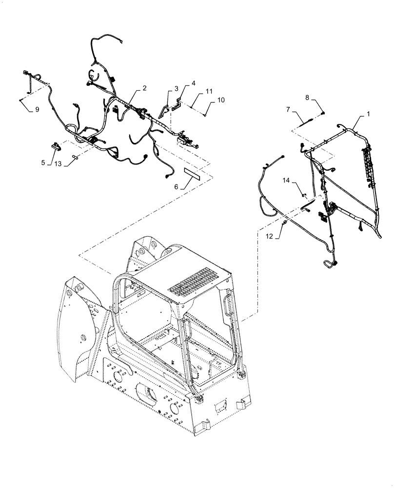 Схема запчастей Case SR130 - (55.101.AC[02]) - WIRE HARNESS & CONNECTOR, MECHANICAL CONTROLS, OPEN CAB (24-AUG-2015 & PRIOR) (55) - ELECTRICAL SYSTEMS