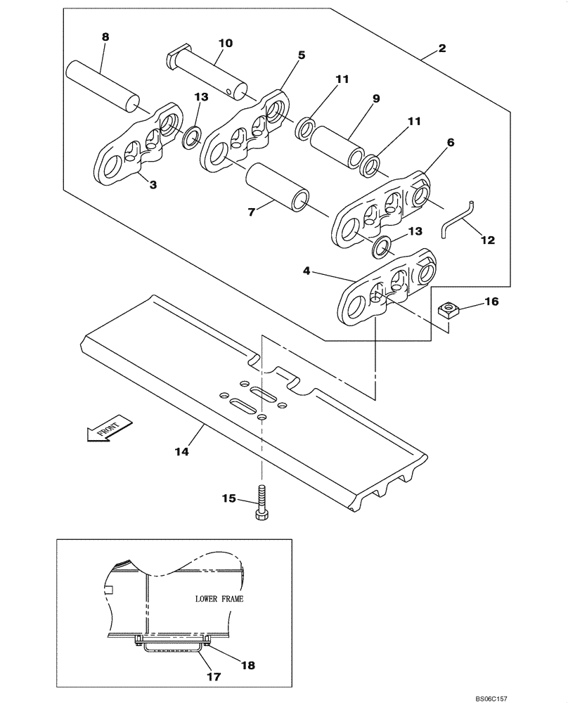 Схема запчастей Case CX470B - (05-07) - TRACK CHAINS, 750 MM (29-1/2 IN) - FOOTSTEP (RIGID) (11) - TRACKS/STEERING