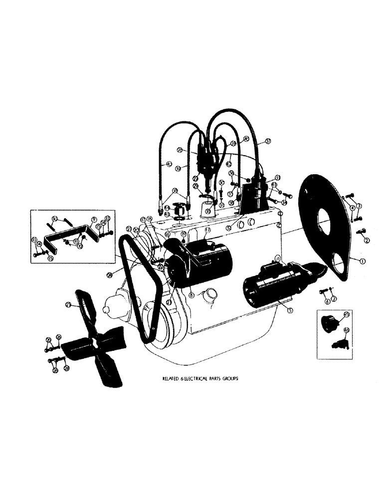 Схема запчастей Case M3B - (042) - GASOLINE ENGINE INSTALLATION, RELATED & ELECTRICAL PARTS, PARTS NOT SHOWN 