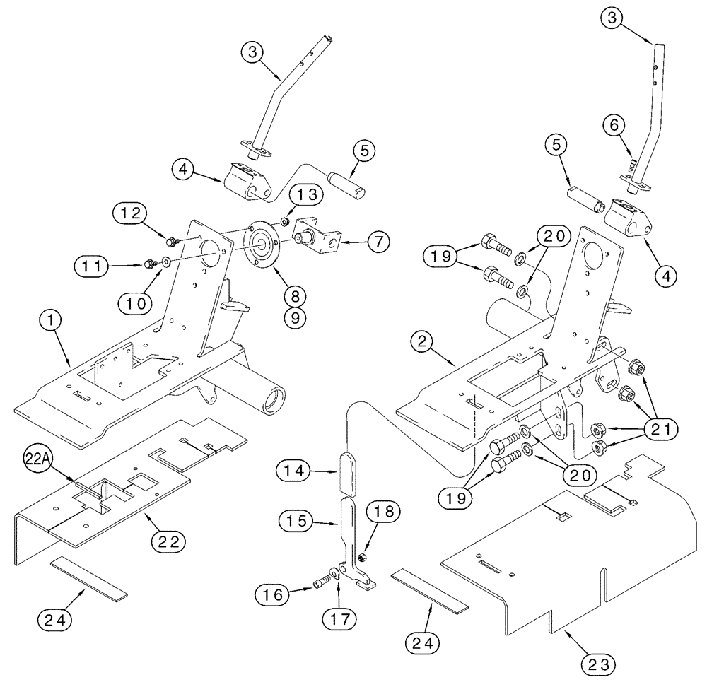 Схема запчастей Case 90XT - (09-12) - CONTROLS LOADER AND GROUND DRIVE, MODELS WITHOUT FOOT CONTROLS, N.A. -JAF0320049, EUROPE -JAF0274261 (09) - CHASSIS