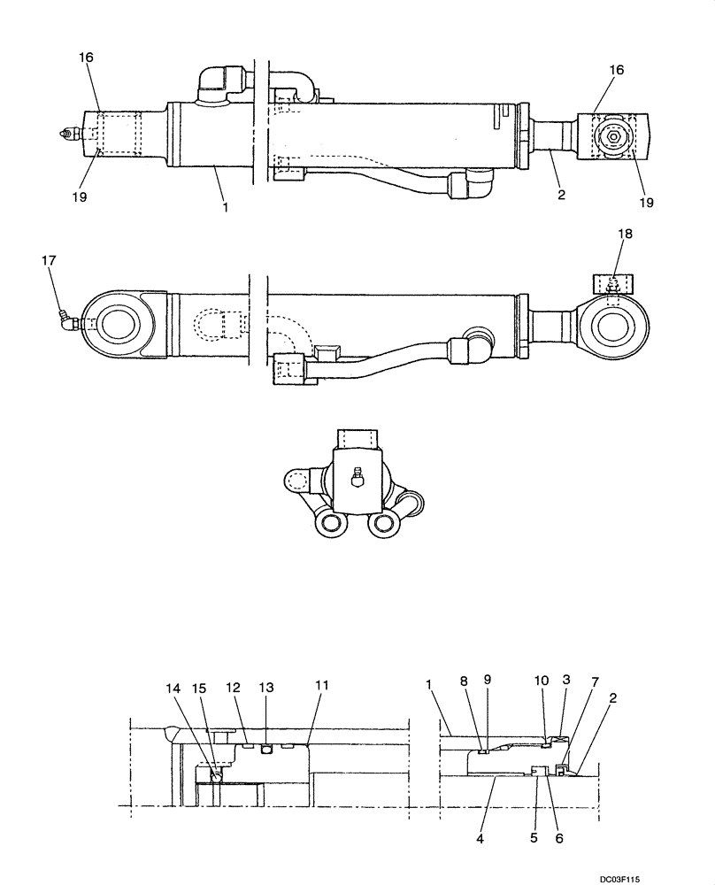 Схема запчастей Case CX14 - (08-52[00]) - CYLINDER ASSY, BUCKET (08) - HYDRAULICS