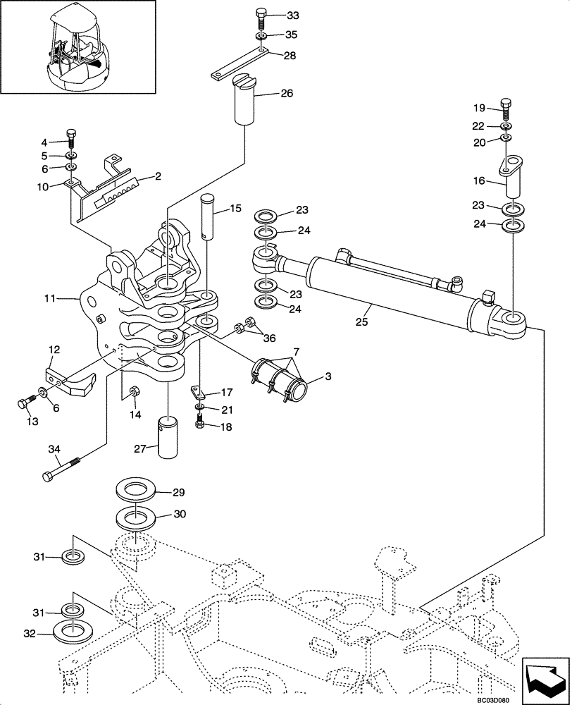 Схема запчастей Case CX36 - (09-10[00]) - BRACKET ASSY - SWING, CAB (NIBBLER & BREAKER CX36 ASN PX11 - 08901) (09) - CHASSIS/ATTACHMENTS