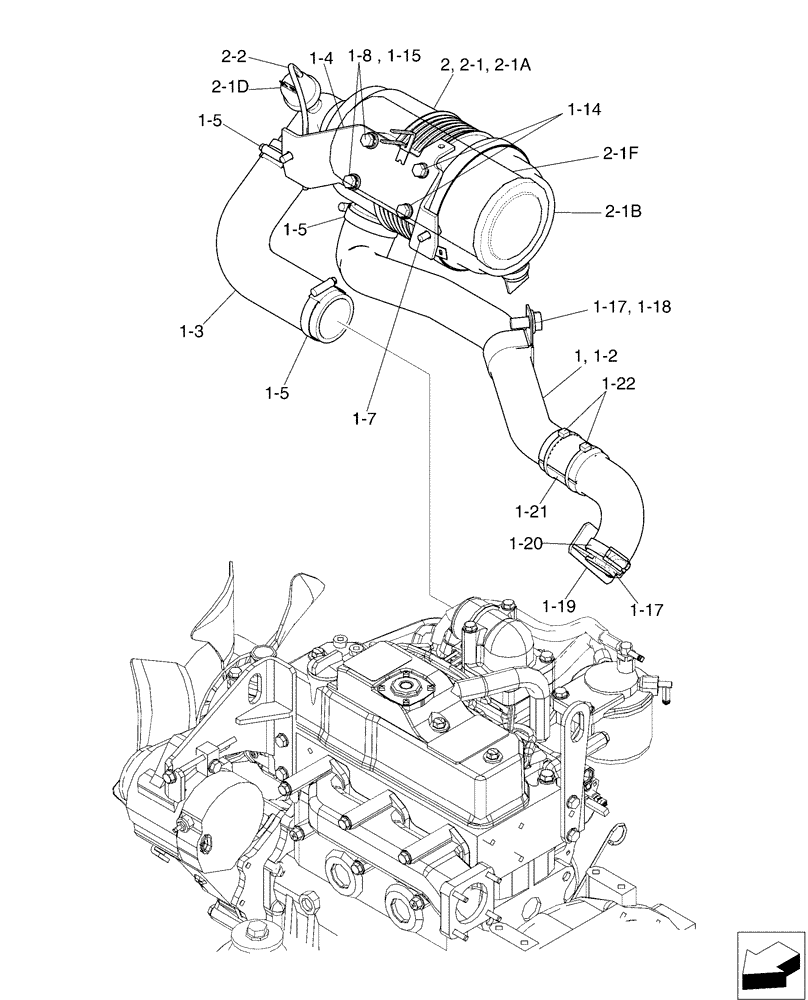 Схема запчастей Case CX36B - (01-017[01]) - CLEANER ASSY, AIR - CAB (10) - ENGINE