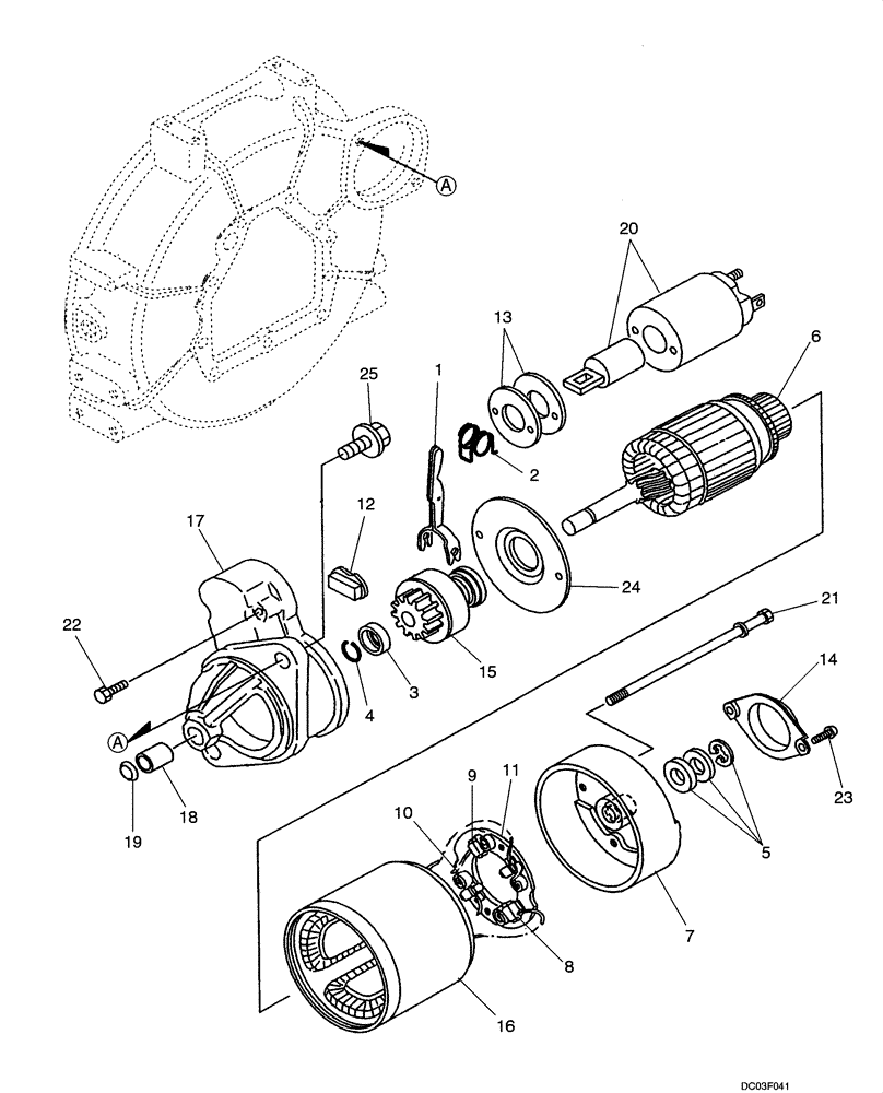 Схема запчастей Case CX14 - (04-01[00]) - STARTER MOTOR (04) - ELECTRICAL SYSTEMS