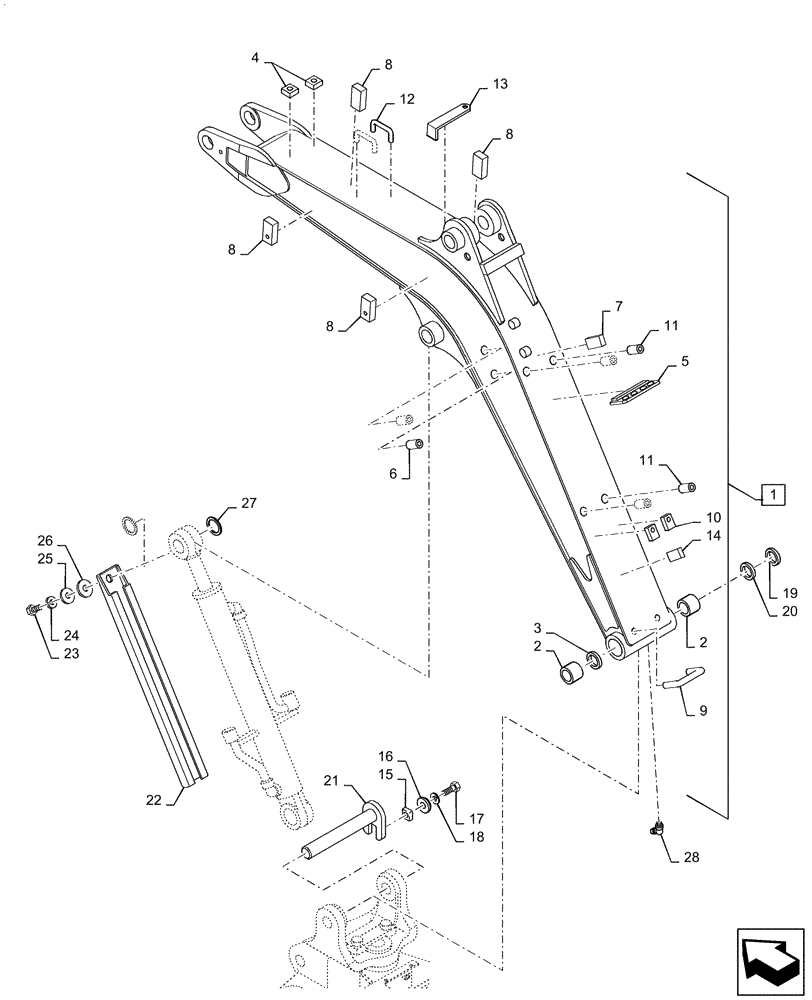 Схема запчастей Case CX14 - (09-26[00]) - BOOM ASSY (ASN PE01-00627) (09) - CHASSIS/ATTACHMENTS