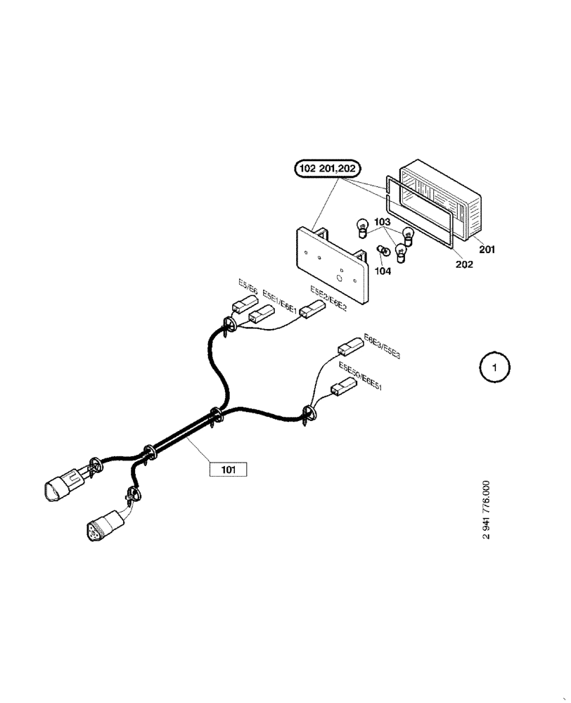 Схема запчастей Case 221D - (32.211[002]) - RIGHT HAND TAIL LIGHT MOUNTING PARTS (55) - ELECTRICAL SYSTEMS