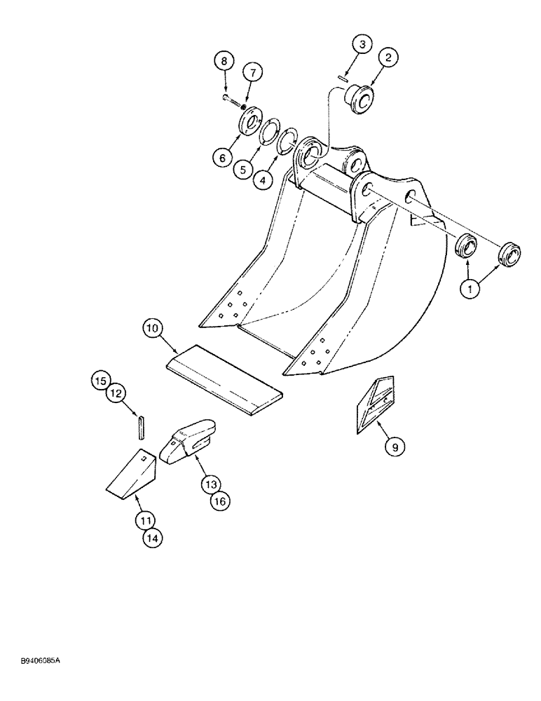 Схема запчастей Case 9030 - (9-80) - H & H BUCKETS, GENERAL PURPOSE AND HEAVY DUTY - STANDARD OR HI-CAPACITY (09) - CHASSIS