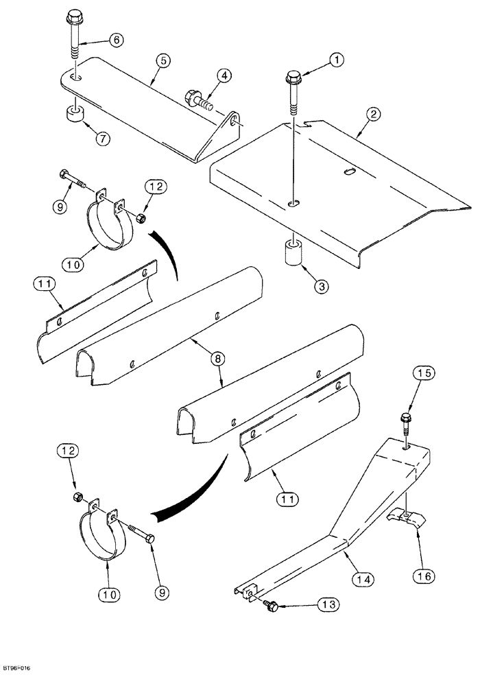 Схема запчастей Case 650G - (9-06) - DOZER HYDRAULIC GUARDS (09) - CHASSIS/ATTACHMENTS