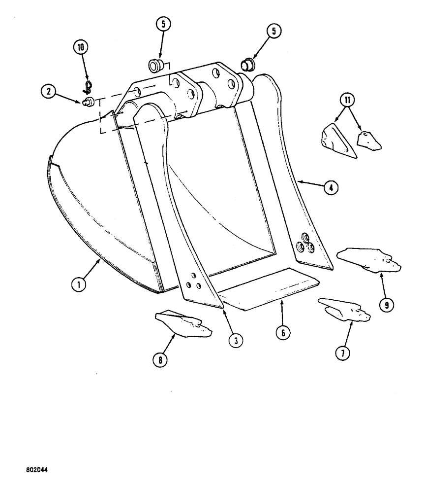 Схема запчастей Case 688 - (9-100) - BACKHOE BUCKET, BACKHOE BUCKET - 47-5/8" WIDE (09) - CHASSIS