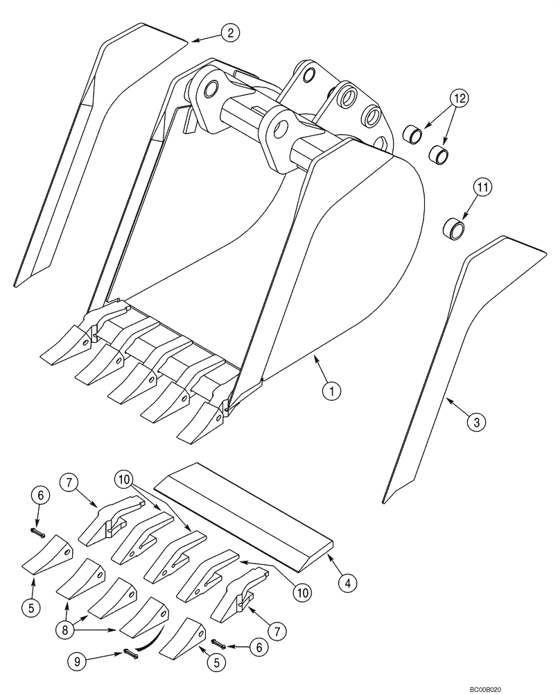 Схема запчастей Case 580M - (09-30) - BUCKET, UNIVERSAL BACKHOE (09) - CHASSIS/ATTACHMENTS