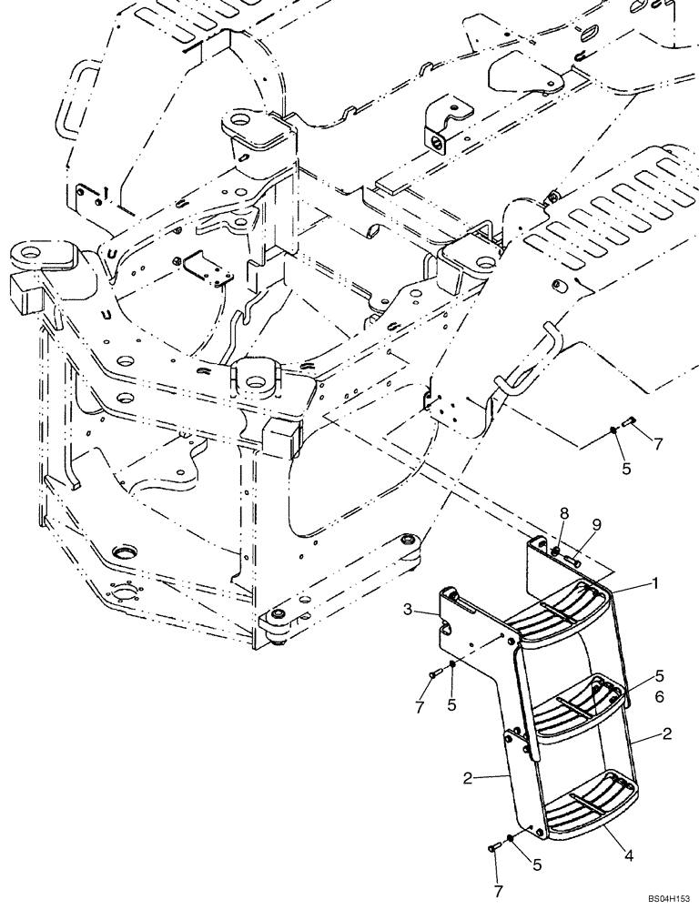 Схема запчастей Case 621D - (09-24A) - FENDERS, REAR - STEPS - IF USED (09) - CHASSIS