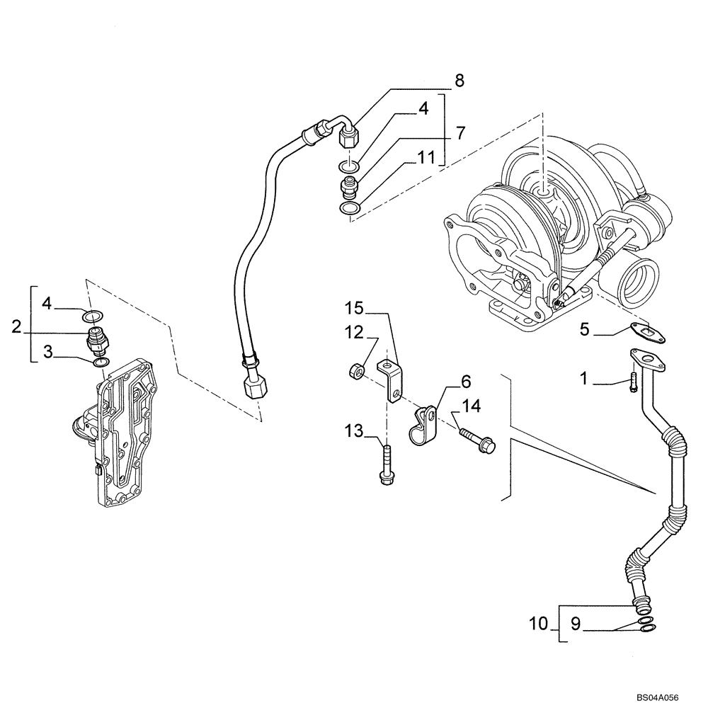 Схема запчастей Case 580SM - (02-33) - PIPING - ENGINE OIL (02) - ENGINE