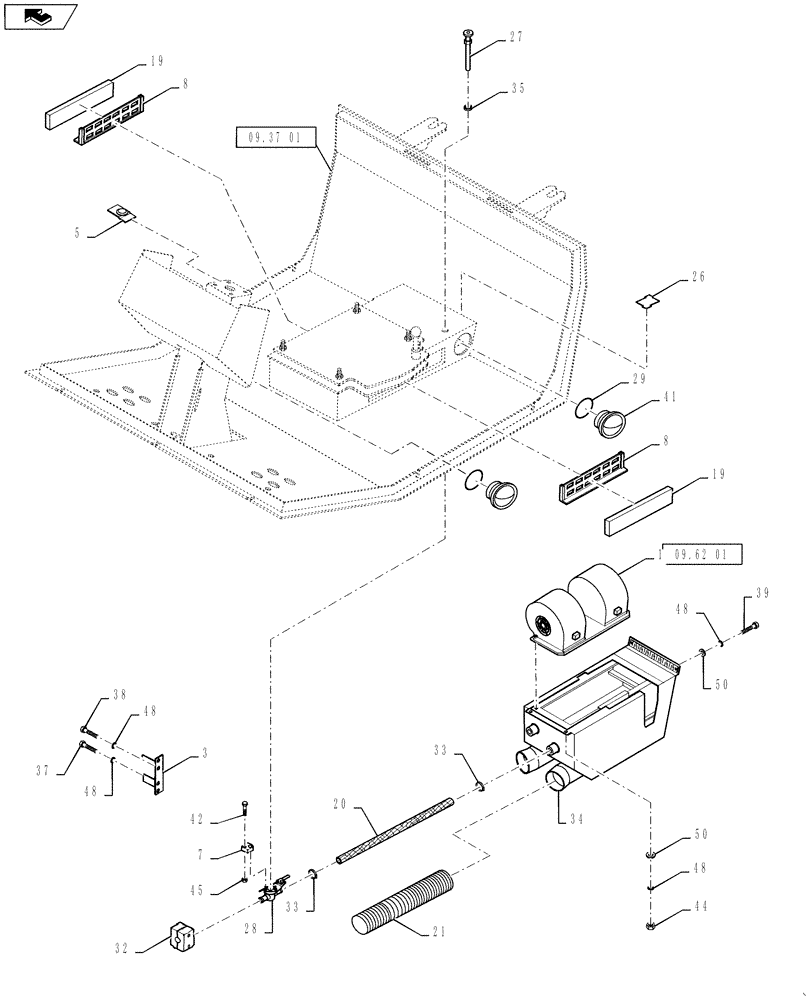 Схема запчастей Case SV208 - (09-61[01a]) - HEATER INSTALLATION (GROUP 600) (84425703) - DDDSV208NANTA2007 AND AFTER (09) - CHASSIS/ATTACHMENTS