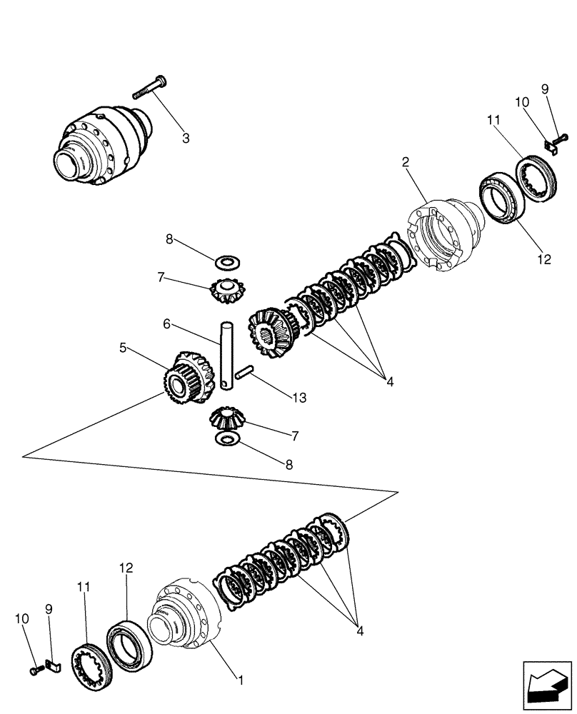 Схема запчастей Case 580SM - (25.102.03[02]) - 87400175 AXLE, FRONT DRIVE - DIFFERENTIAL (580SM+) (25) - FRONT AXLE SYSTEM