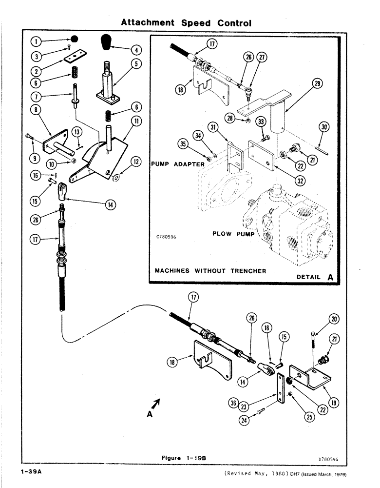 Схема запчастей Case DH7 - (1-39A) - ATTACHMENT SPEED CONTROL (90) - PLATFORM, CAB, BODYWORK AND DECALS