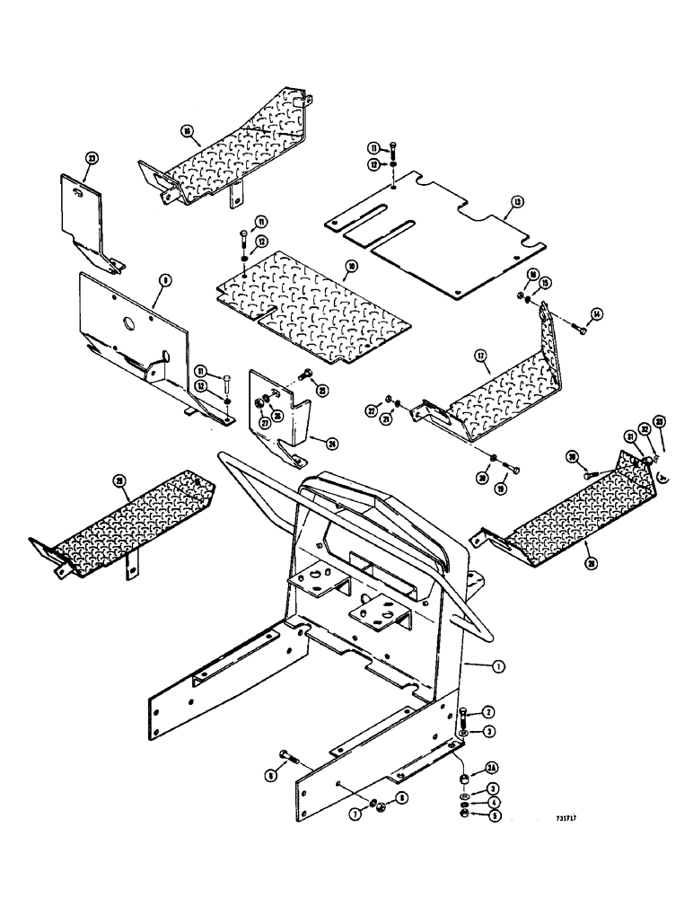 Схема запчастей Case 475 - (118) - COWL, FLOOR PLATES AND RELATED PARTS (90) - PLATFORM, CAB, BODYWORK AND DECALS