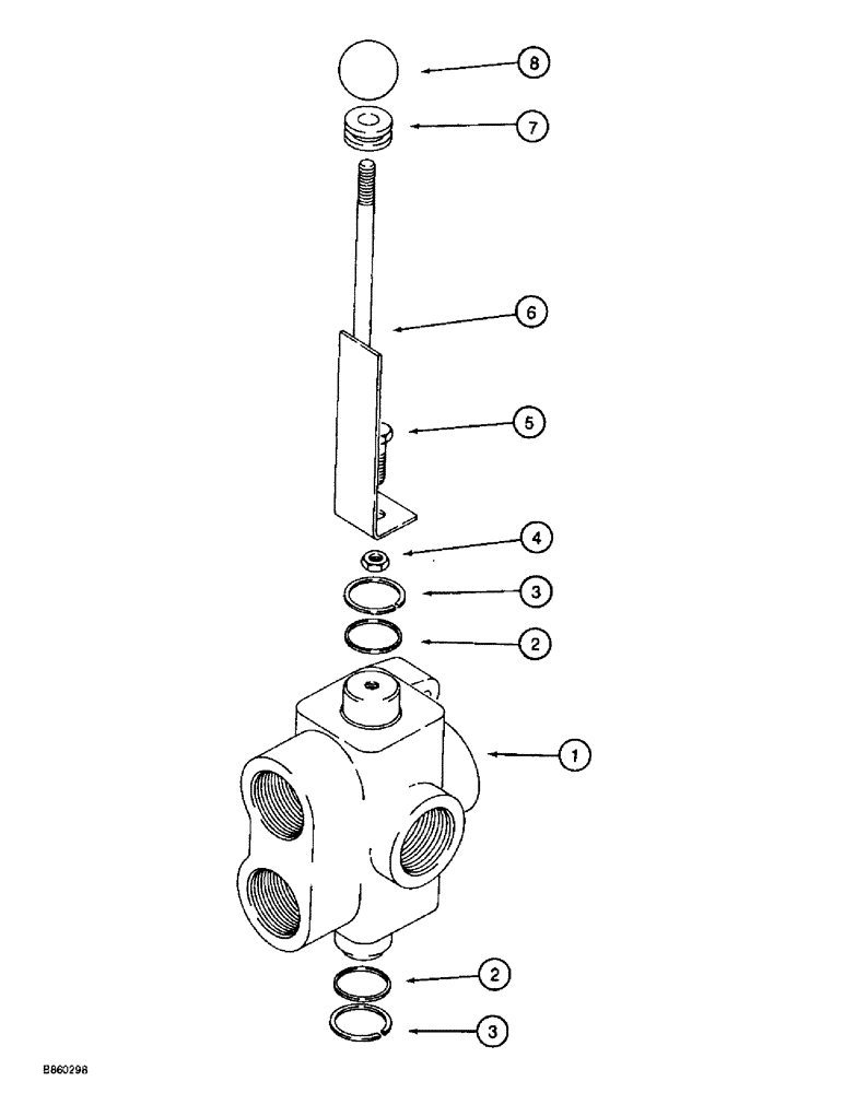 Схема запчастей Case 860 - (8-098) - HYDRA-BORER/BACKHOE SELECTOR VALVE ASSEMBLY - L55038 (08) - HYDRAULICS