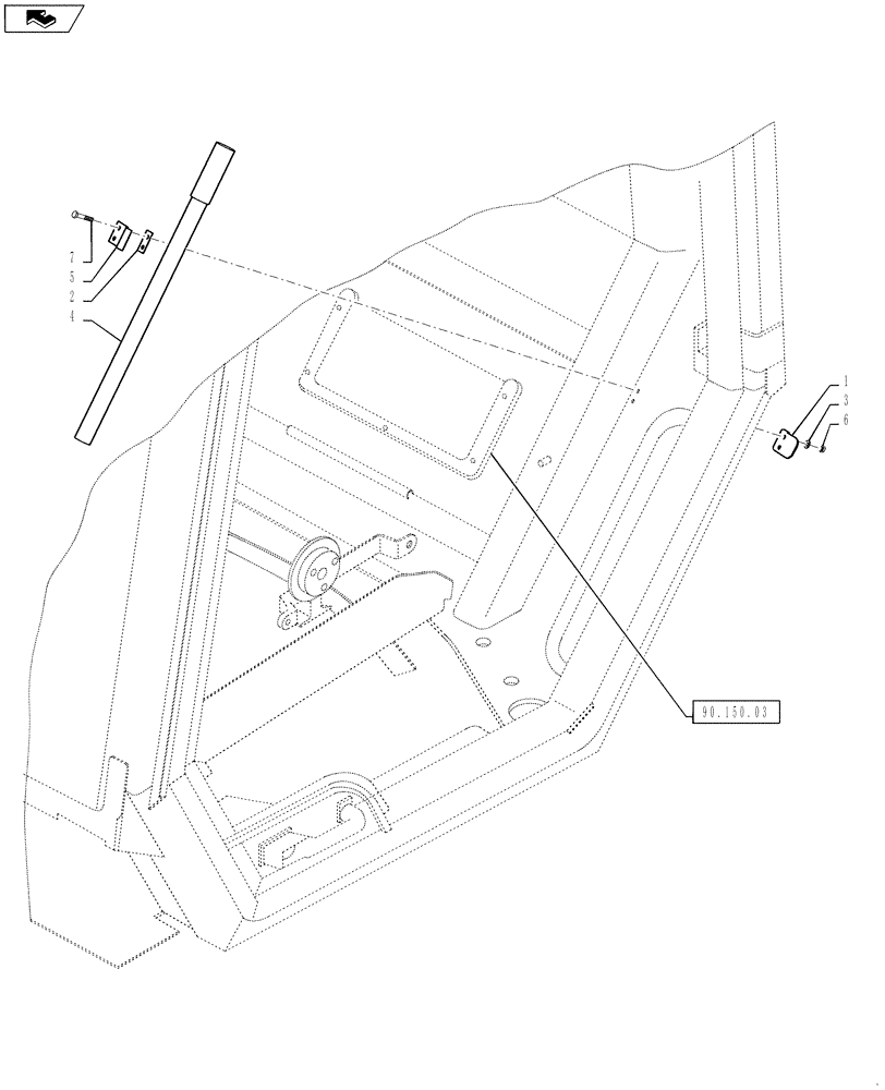 Схема запчастей Case DV207 - (90.150.05) - HOOD LIFT LEVER (CAB) (90) - PLATFORM, CAB, BODYWORK AND DECALS