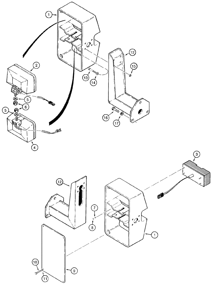 Схема запчастей Case 621C - (04-056) - MOUNTING LAMP, FRONT, NORTH AMERICA ONLY, Z-BAR LOADER (04) - ELECTRICAL SYSTEMS