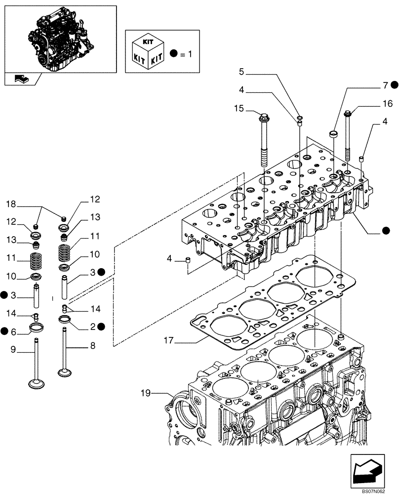 Схема запчастей Case 445 - (02-16) - CYLINDER HEAD & RELATED PARTS (87380450) (02) - ENGINE