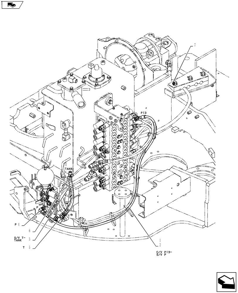 Схема запчастей Case CX55BMSR - (01-033[05]) - CONTROL LINES, VALVE (CANOPY) (35) - HYDRAULIC SYSTEMS