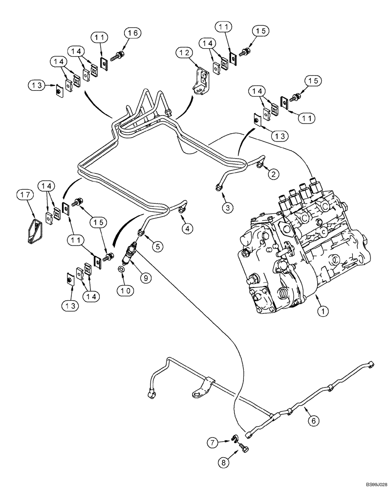 Схема запчастей Case 550H-IND - (03-11) - FUEL INJECTION SYSTEM, 4T-390 EMISSIONS CERTIFIED ENGINE (03) - FUEL SYSTEM