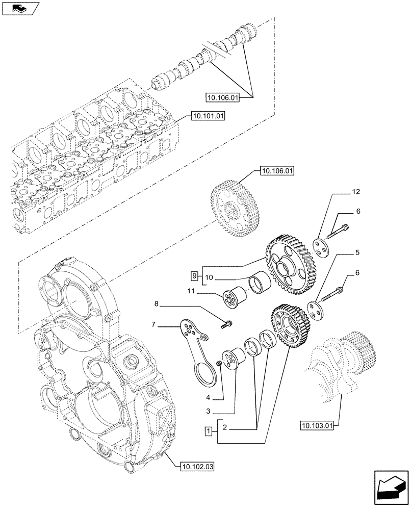 Схема запчастей Case F2CFE614B A002 - (10.106.05) - POWER TAKE OFF (504129274) (Jul 6 2011 5:49:00.5689 AM) (10) - ENGINE