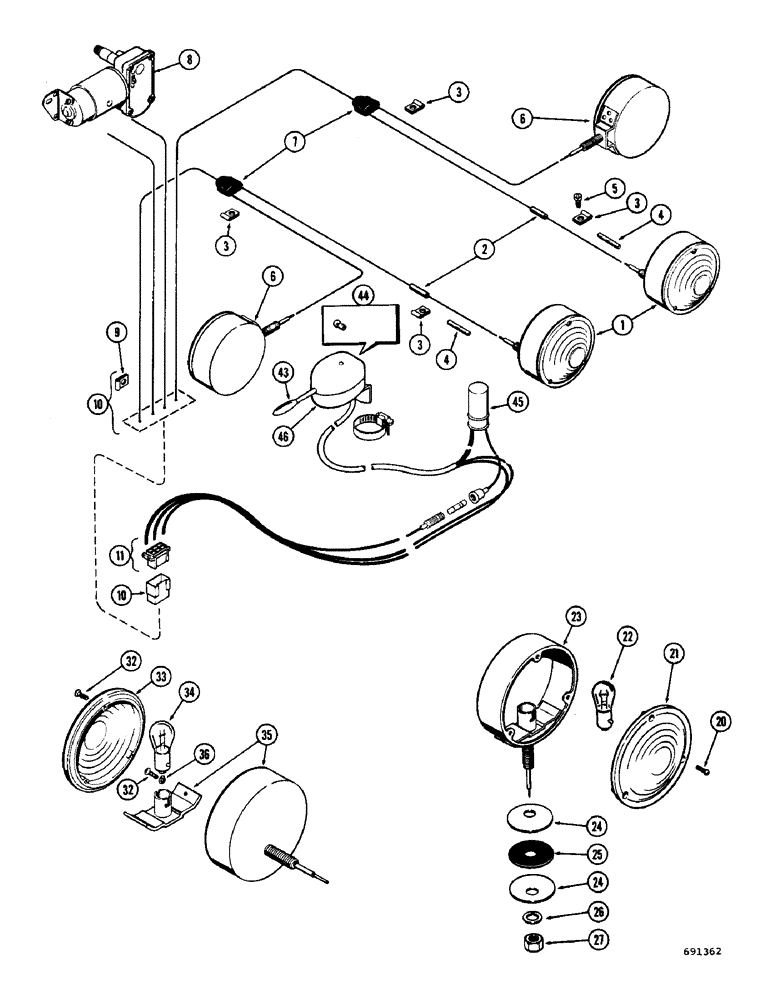 Схема запчастей Case W7 - (294) - TURN SIGNLS(PRIOR TO SN 9806834),L10230 SIGNL LMP,L10230 SIGNL LMP,L10231 SIGNL LMP,L10228 SWTCH ASY (04) - ELECTRICAL SYSTEMS