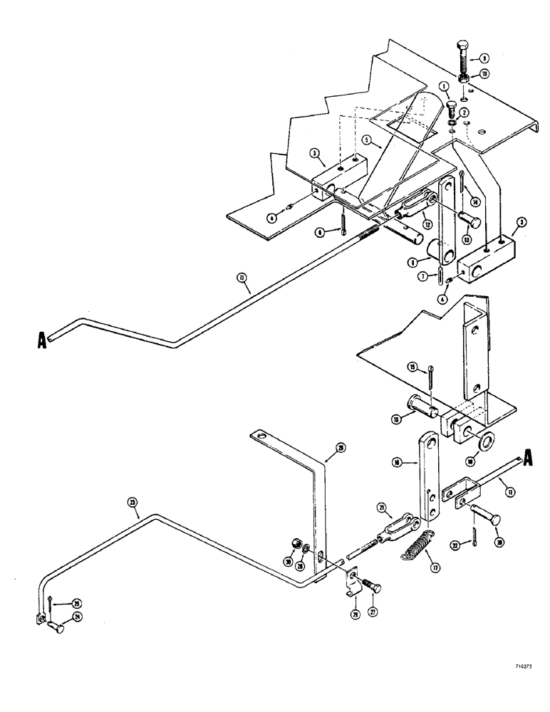 Схема запчастей Case W7E - (101A) - THROTTLE CONTROL LINKAGE, GAS ENGINE, (TRACTOR SN. 9900001 & AFTER) (02) - ENGINE