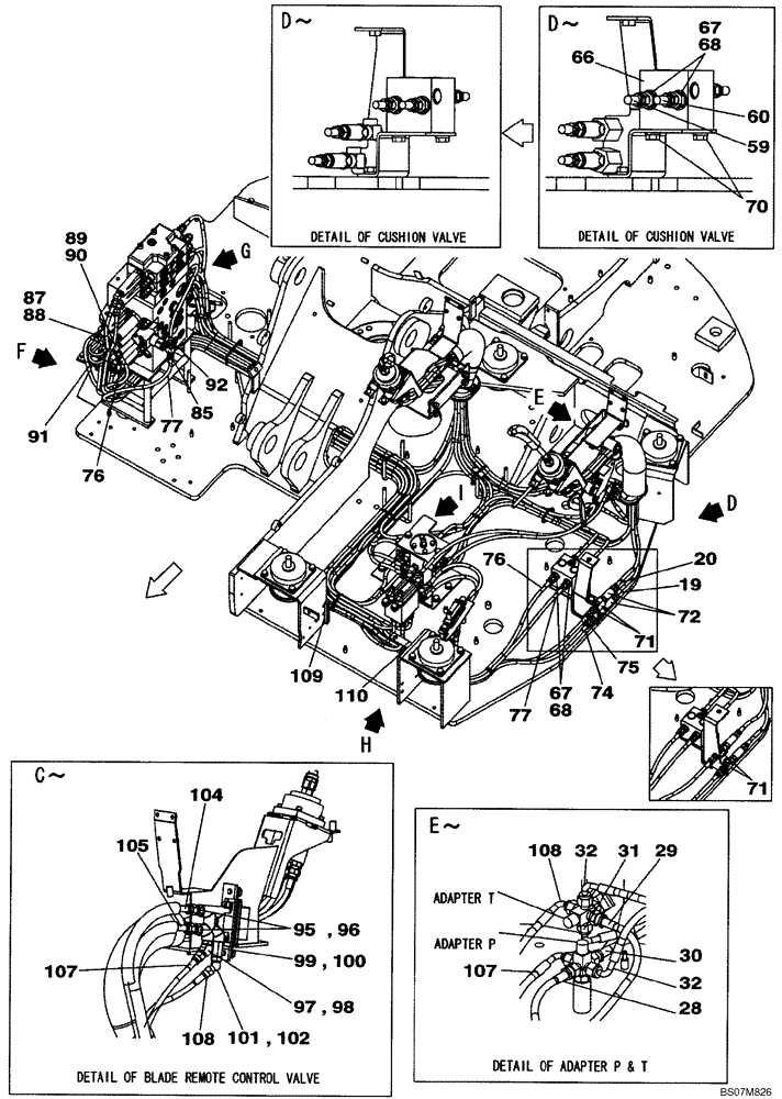 Схема запчастей Case CX75SR - (08-41) - PILOT CONTROL LINES - MODELS WITH CONTROL SELECTOR VALVE (08) - HYDRAULICS