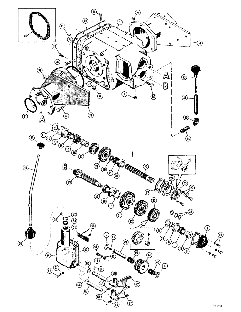 Схема запчастей Case 310G - (102) - D38527 TRANSMISSION, DIFFERENTIAL AND FINAL DRIVE SPACERS (03) - TRANSMISSION