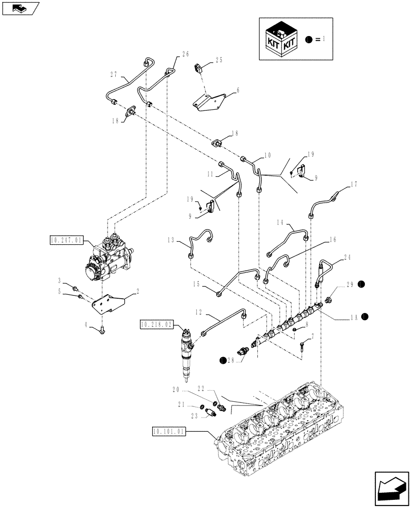 Схема запчастей Case F3DFA613A E001 - (10.218.03) - FUEL LINES & RELATED PARTS (504386750) (10) - ENGINE