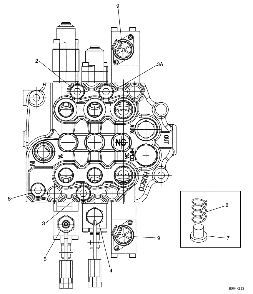 Схема запчастей Case 435 - (08-08) - VALVE ASSY, CONTROL - HIGH FLOW (08) - HYDRAULICS